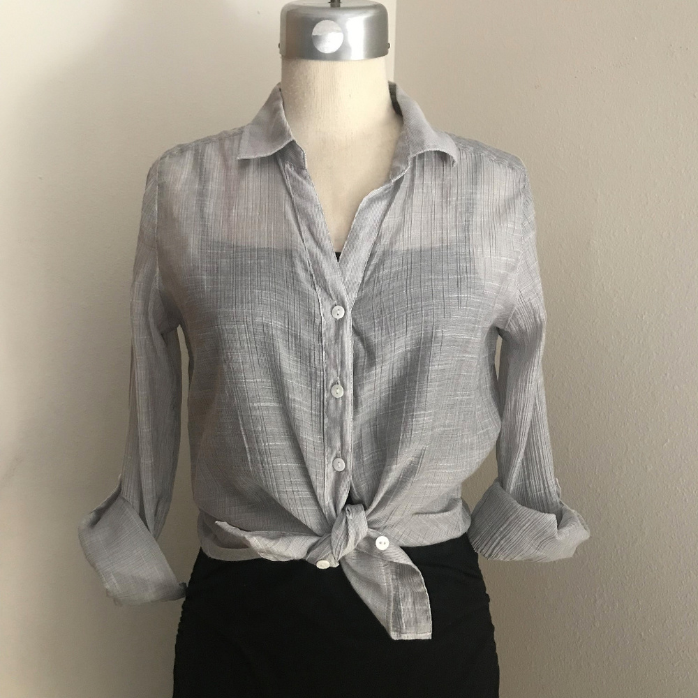 Sheer Chico's Light Gray Blouse